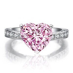 💞 Sweet Crystal Clear CZ Heart Lovely Diamonds Heart Rings for Women, PD689